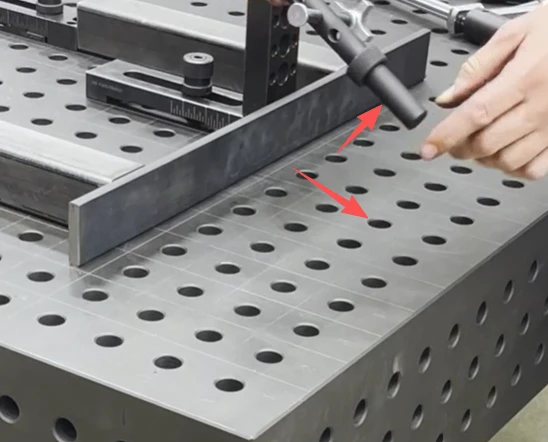 Lemar 3D welding table in application Lemar 3D welding table in application